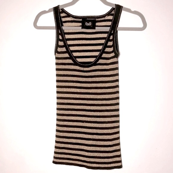 NEW D&G Striped Black & Gold Metallic Tank, Small - Picture 1 of 5